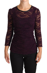 Dolce & Gabbana Purple Lace Long Sleeve Top Blouse -   -  Dolce & Gabbana.